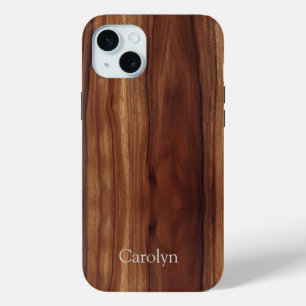 Mahogany Faux Woodgrain Customize iPhone 15 Mini Case