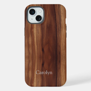 Mahogany Faux Woodgrain Customize iPhone 15 Plus Case