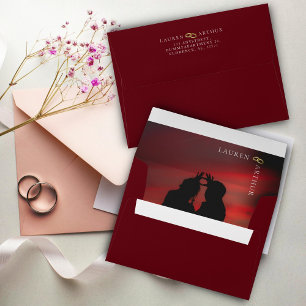 Mahogany Modern Ultra Chic Minimal Photo Wedding  Envelope