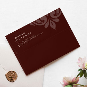 Mahogany Red Classic Elegant Wedding Damask Envelope