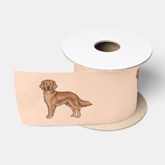 Mahogany Red Golden Retriever Cute Cartoon Dogs Satin Ribbon (Spool)