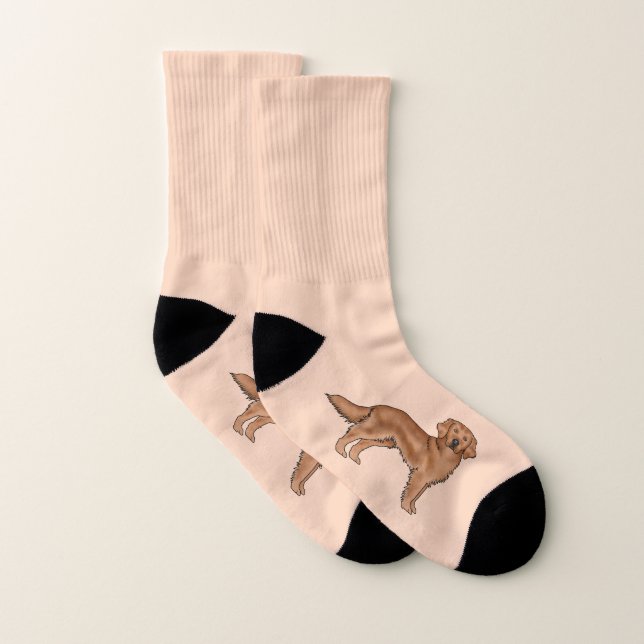Mahogany Red Golden Retriever mignon dessin (Paire)