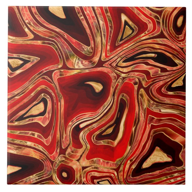 Mahogany Red Liquid Marble abstract Tile (Front)