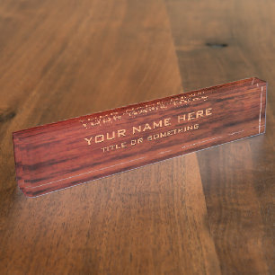 Mahogany Wood Print Nameplate