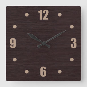 Mahogany Wood Square Wall Clock