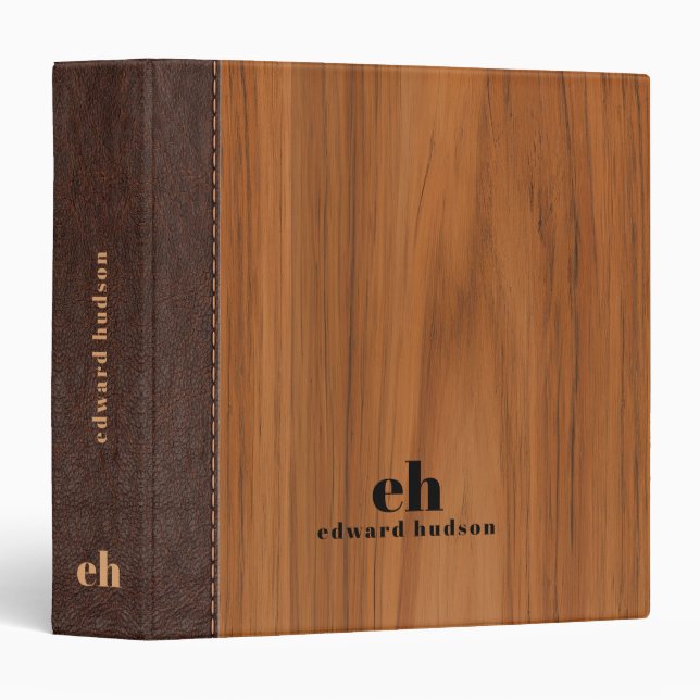 Mahogany wood texture brown leather texture two binder (Front/Spine)