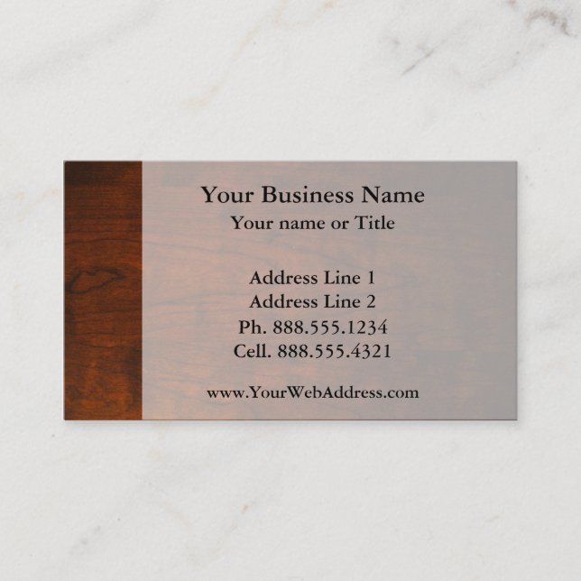 Mahogany Wood Texture Business Card (Front)