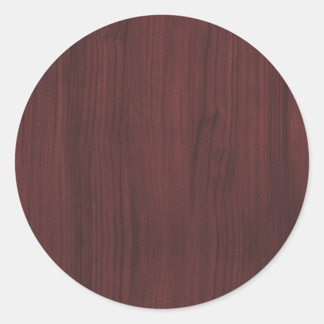 Mahogany wood texture classic round sticker (Front)