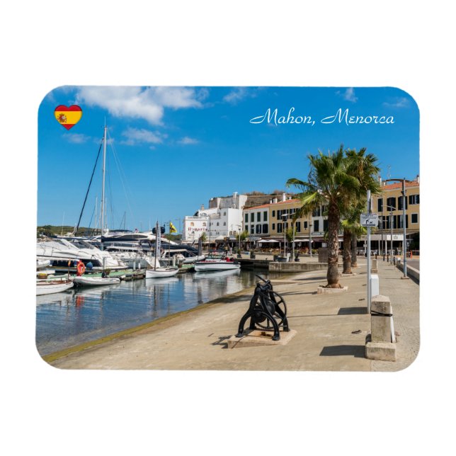 Mahon harbor and paseo maritimo - Menorca, Spain Magnet (Horizontal)