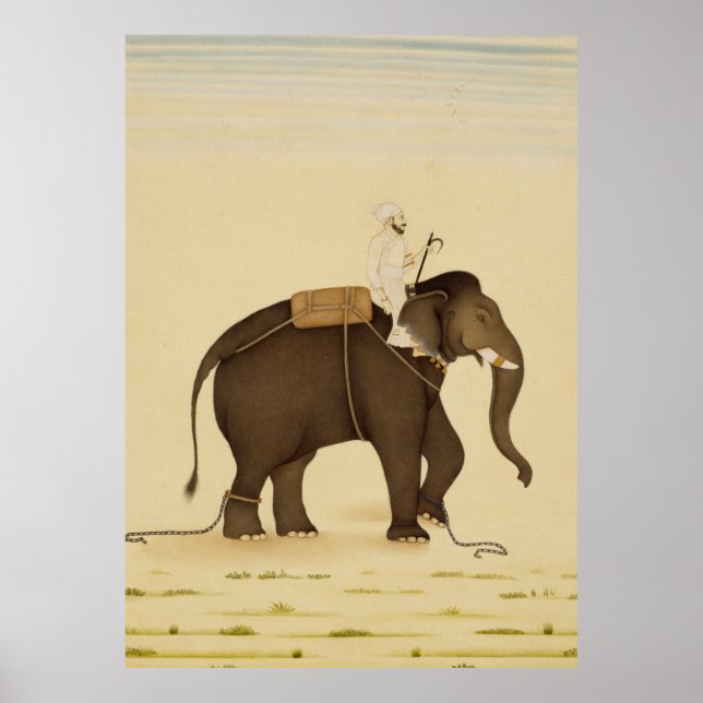 Mahout Riding an Elephant Painting (18th Century) Poster (Front)