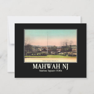 Mahwah NJ Station Square 1930s Vintage Inspired Postcard