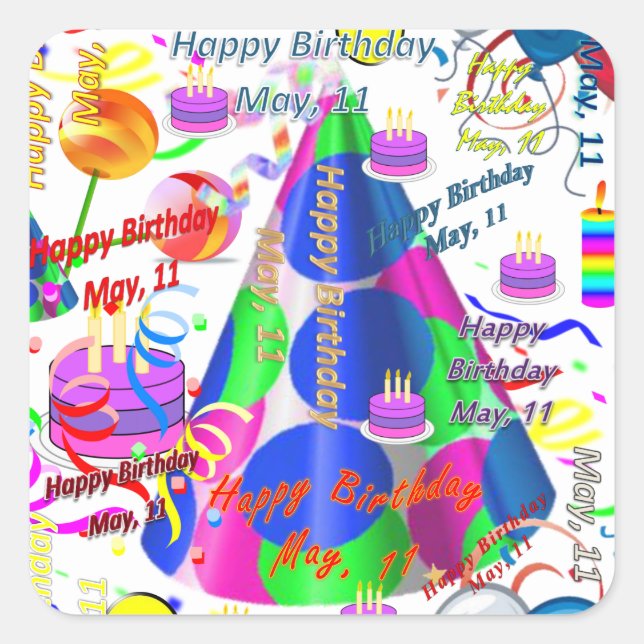 Mai, 11 Stickers Anniversaires de enfants (Devant)