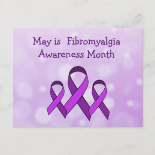 Mai est Fibromyalgia Mois Purple Ribbon Carte Post