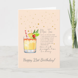 Mai Tai Cocktail 21e Bonne carte d'anniversaire