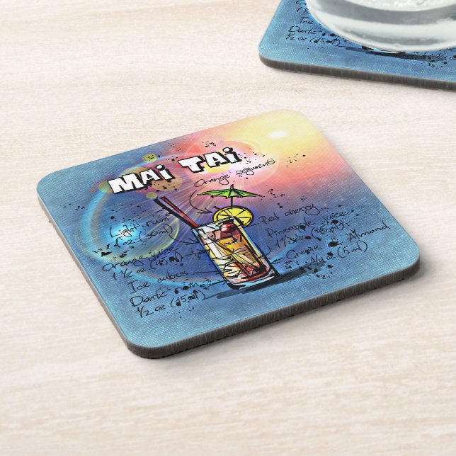 Mai Tai Cocktail (#4 of 12 Drink Recipe Sets) Coaster (Left Side)
