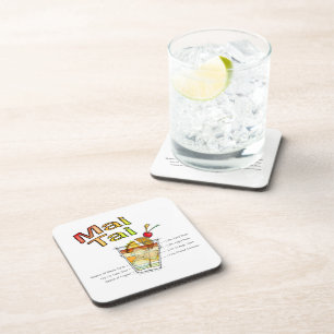 MAI TAI COCKTAIL RECIPE ART COASTER