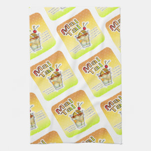 MAI TAI COCKTAIL RECIPE ART KITCHEN TOWEL