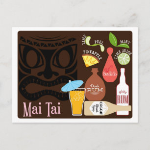 Mai Tai Tiki Bar Cocktail Postcard