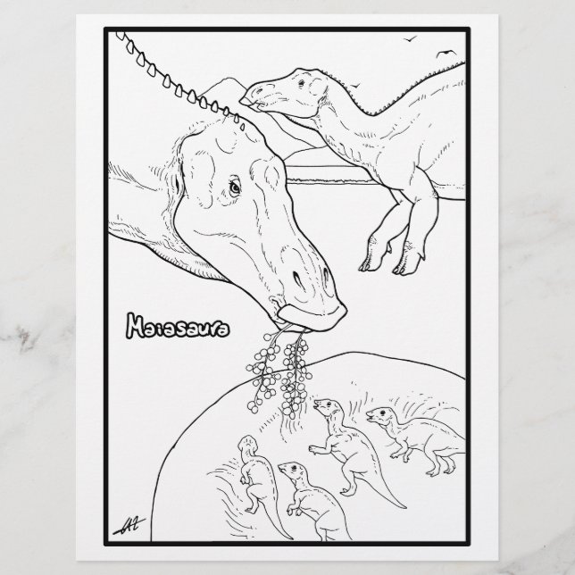 Maiasaura - Page de coloriage. (Devant)