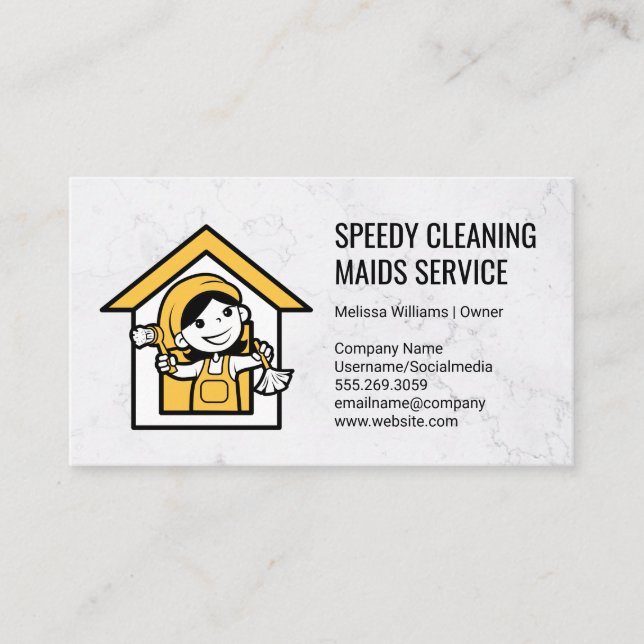 Maid Cleaner Logo Business Card (Front)