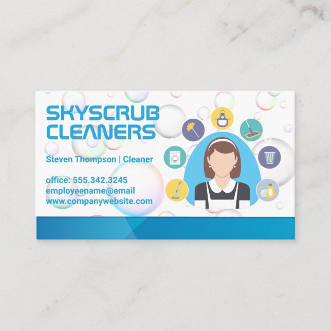 Maid | Cleaner Tool Equipment Business Card (Front)