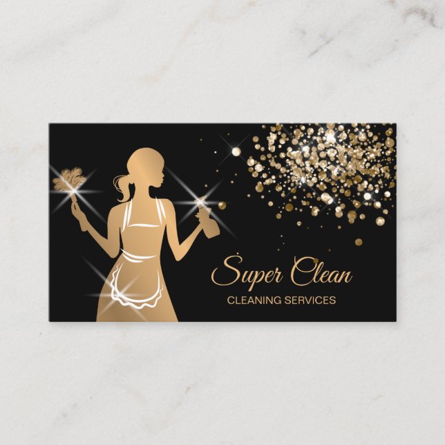 Maid Cleaning House professional Cleaning Services Business Card (Front)