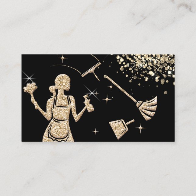 Maid Cleaning House professional Cleaning Services Business Card (Front)