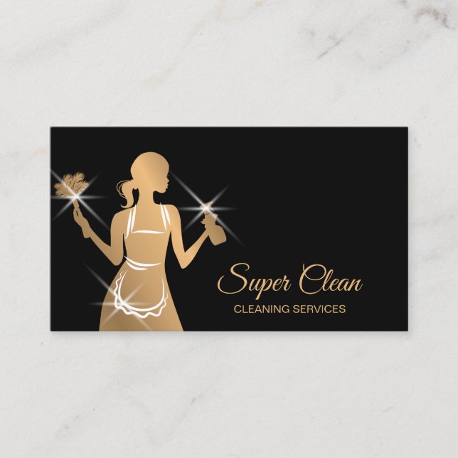 Maid Cleaning House professional Cleaning Services Business Card (Front)