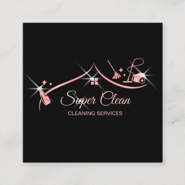 Maid Cleaning House professional Cleaning Services Square Business Card (Front)