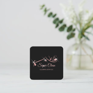 Maid Cleaning House professional Cleaning Services Square Business Card