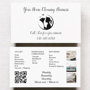 Maid Cleaning House QR Code Sparkling Business Card