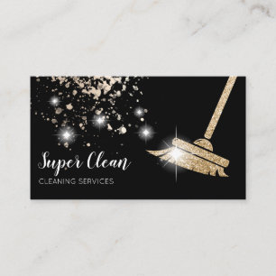 Maid Cleaning House Sparkling Dripping Gold Business Card
