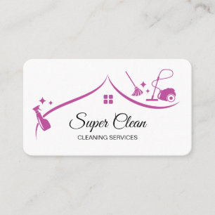 Maid Cleaning House Sparkling Fuchsia Business Card