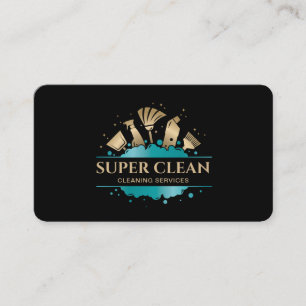 Maid Cleaning House Sparkling Gold Business Card