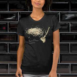 Maid Cleaning House Sparkling gold Business Card T-Shirt