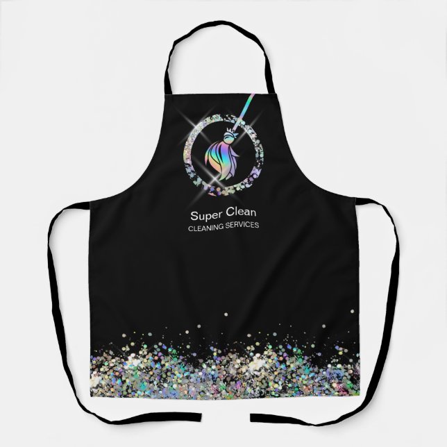 Maid Cleaning House Sparkling Holograph Business C Apron (Front)