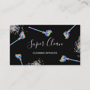 Maid Cleaning House Sparkling Holograph Business C Business Card