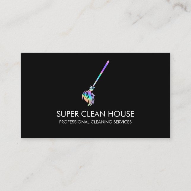 Maid Cleaning House Sparkling Holograph Business C Business Card (Front)