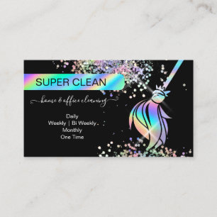 Maid Cleaning House Sparkling Holograph Business C Business Card