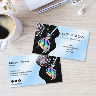 Maid Cleaning House Sparkling Holograph Business C Business Card
