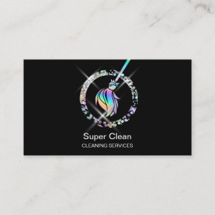 Maid Cleaning House Sparkling Holograph Business C Business Card
