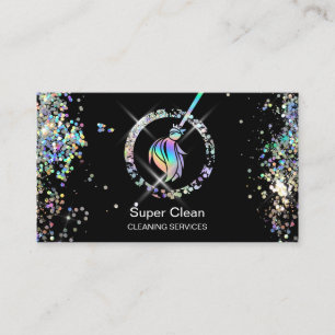 Maid Cleaning House Sparkling Holograph Business C Business Card