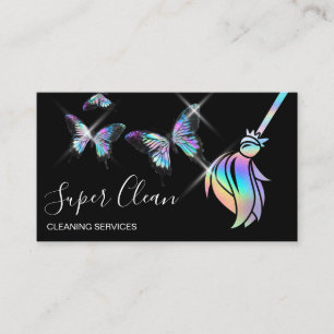 Maid Cleaning House Sparkling Holograph Business C Business Card
