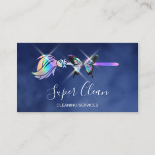 Maid Cleaning House Sparkling Holograph Business C Card