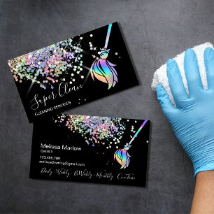 Maid Cleaning House Sparkling Holograph Business Card