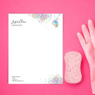 Maid Cleaning House Sparkling Holograph  Letterhead