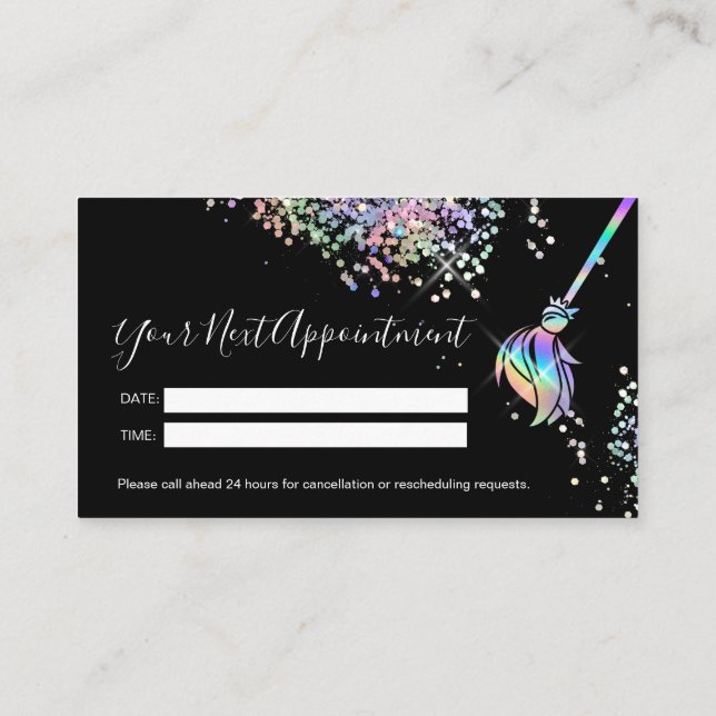 Maid Cleaning House Sparkling Holograph Next Appoi Appointment Card (Back)