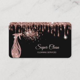 Maid Cleaning House Sparkling rose gold Business C Business Card