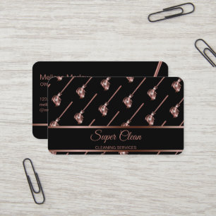 Maid Cleaning House Sparkling rose gold Business C Business Card