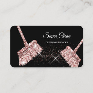 Maid Cleaning House Sparkling rose gold Business C Business Card